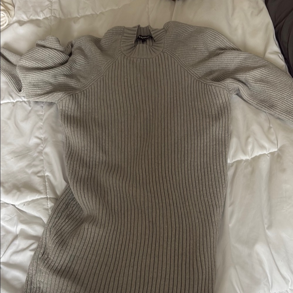 Express Gray Long Sleeve Dress